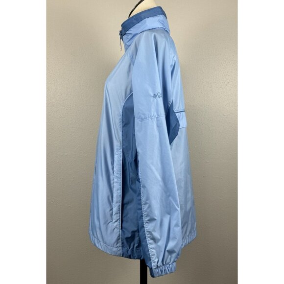 Columbia Womens Blue Windbreaker Jacket Size L Zip Water-Resistant Stowed Hood - Picture 6 of 16